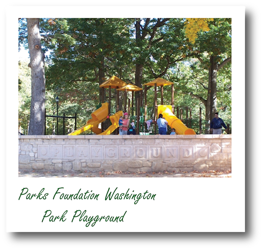 Children playing at Parks Foundation Washington Park Playground.