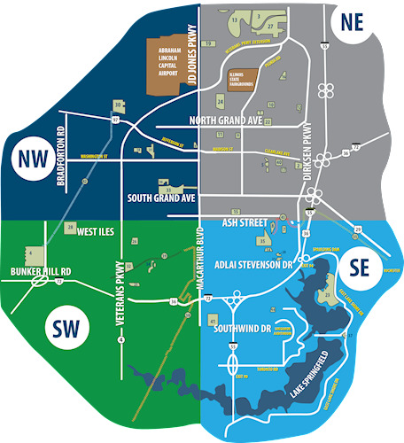 Full Map of Springfield, IL.