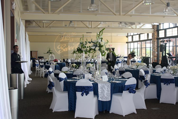 Erin's Main Hall Decorated for Wedding Reception