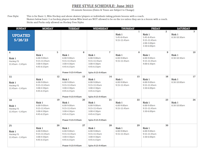 Free Style Schedule_June 2023